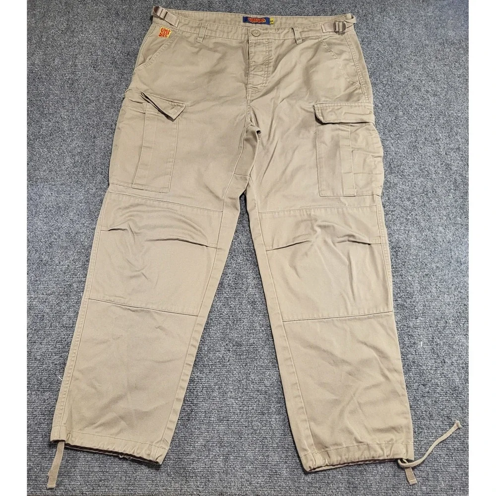 Empyre Relax Adjustable Waist Button Fly Skater Tan Cargo Pants Men's Size 34